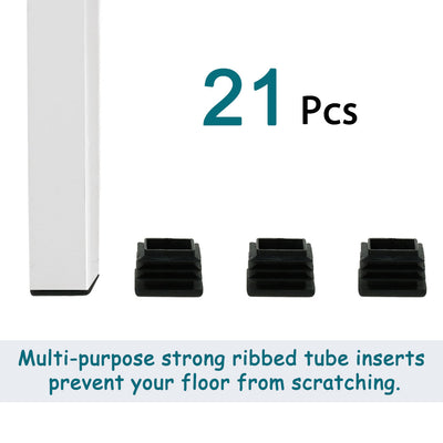 Harfington Uxcell Square Tube Inserts Chair Floor Protector for 1.38" to 1.46" Inner Size 21pcs