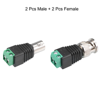 Harfington Uxcell 2Pair Cat5 to Coaxial Camera CCTV BNC Male/Female Jack Connector Screw Terminal