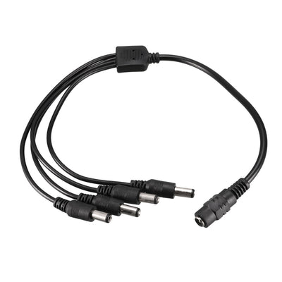 Harfington Uxcell 2pcs Splitter Cable 1 Female to 4 Male Connectors 40cm 12V 5.5x2.1mm Black