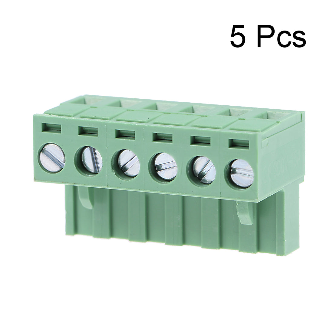 uxcell Uxcell 5Pcs AC300V 15A 5.08mm Pitch 6P Flat Angle Needle Seat Insert-In PCB Terminal Block Connector green
