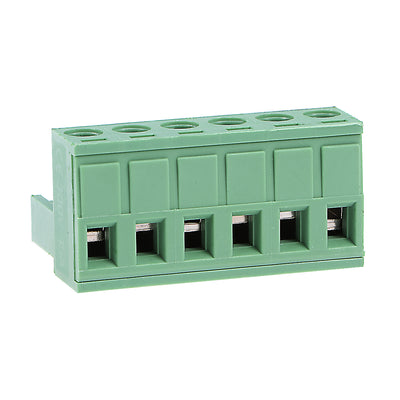 Harfington Uxcell 5Pcs AC300V 15A 5.08mm Pitch 6P Flat Angle Needle Seat Insert-In PCB Terminal Block Connector green