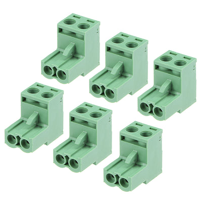 uxcell Uxcell 6pcs AC300V 15A 5.08mm Pitch 2P Needle Seat Insert-In PCB Terminal Block green
