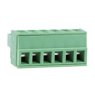 Harfington Uxcell 5Pcs AC300V 10A 3.81mm Pitch 6P Flat Angle Needle Seat Insert-In PCB Terminal Block Connector green