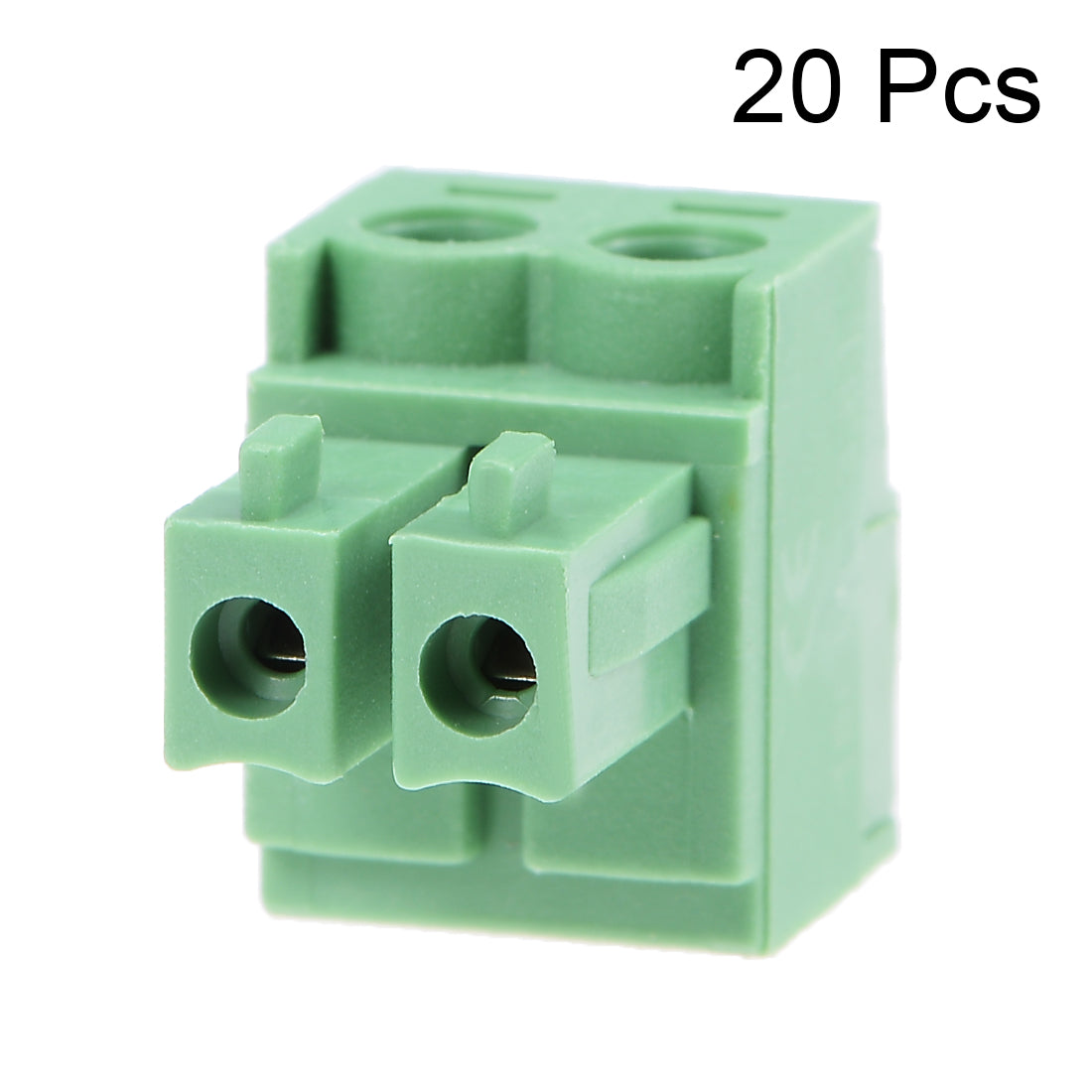 uxcell Uxcell 20Pcs AC300V 10A 3.81mm Pitch 2P Flat Angle Needle Seat Insert-In PCB Terminal Block Connector green