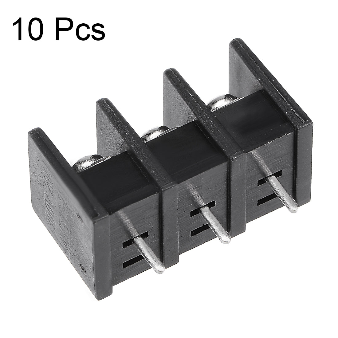 uxcell Uxcell 10Pcs AC300V 20A 8.25mm Pitch 3P Flat Angle Needle Seat Fence Type PCB Terminal Block Connector Black