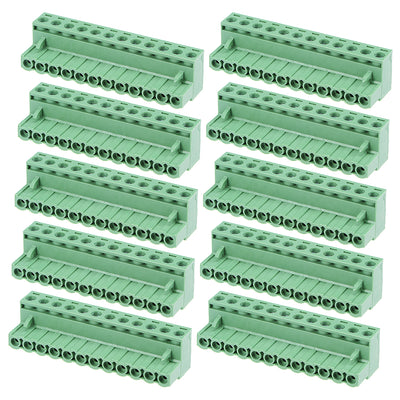 uxcell Uxcell 10pcs AC300V 15A 5.08mm Pitch 12P Needle Seat Insert-In PCB Terminal Block green