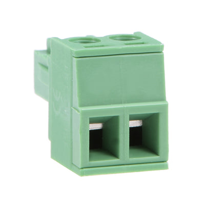 Harfington Uxcell 25Pcs AC300V 10A 3.81mm Pitch 2P Flat Angle Needle Seat Insert-In PCB Terminal Block Connector green