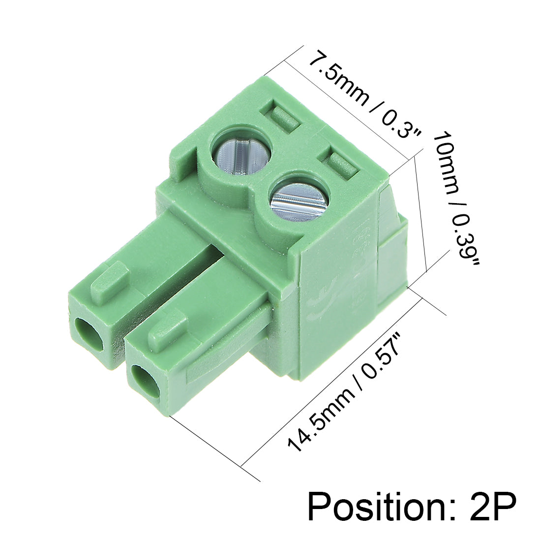 uxcell Uxcell 25Pcs AC300V 10A 3.81mm Pitch 2P Flat Angle Needle Seat Insert-In PCB Terminal Block Connector green