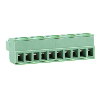 Harfington Uxcell 10Pcs AC300V 10A 3.81mm Pitch 10P Needle Seat Insert-In PCB Terminal Block green