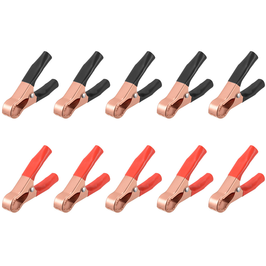 uxcell Uxcell 10 Pcs Copper Coated Alligator Clip Adapter 50A Test Clamp Half Shroud Red Black