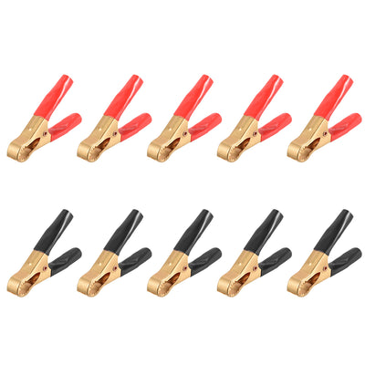 Harfington Uxcell 10 Pcs Pure Copper Alligator Clip Adapter 50A Test Clamp Half Shroud Red Black