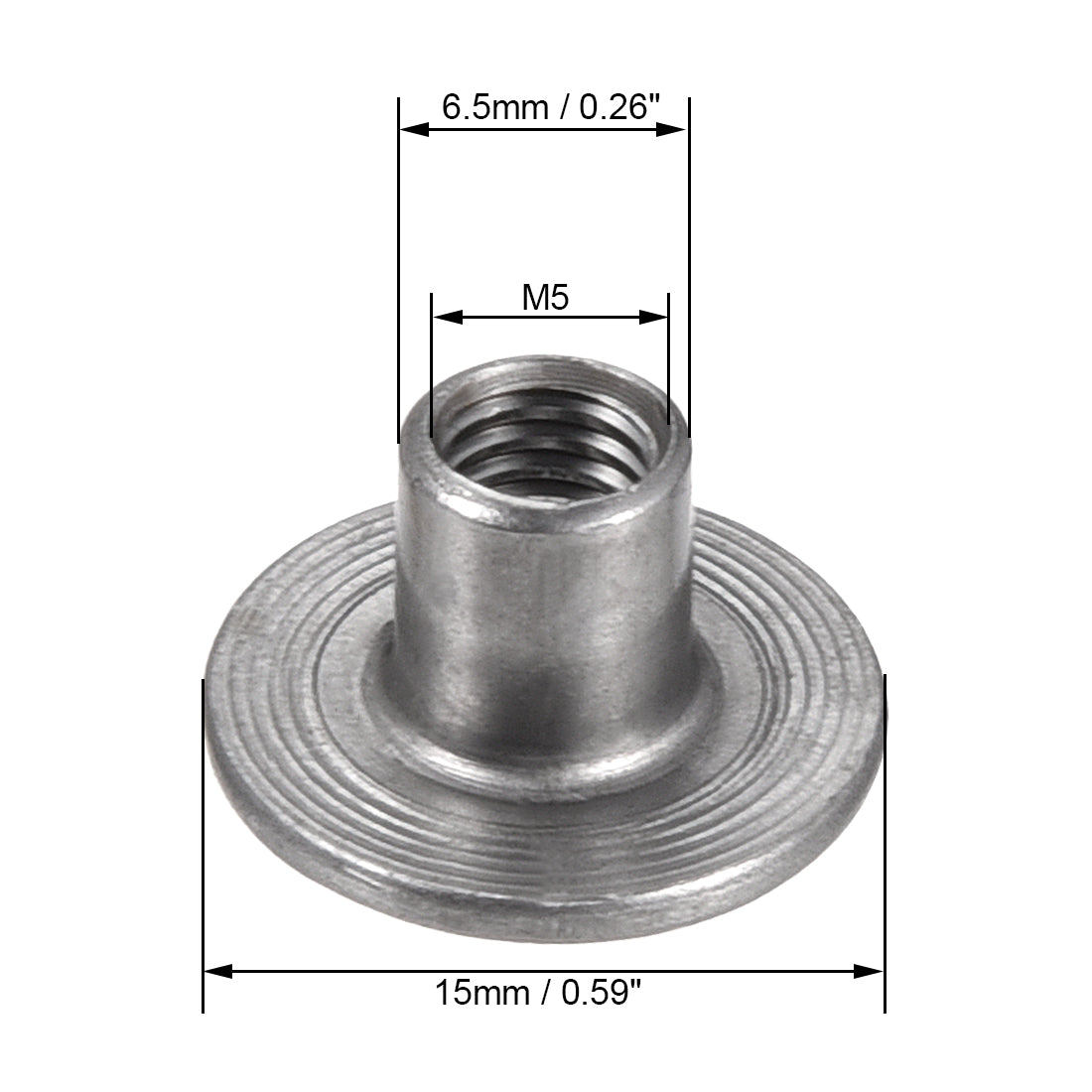 uxcell Uxcell Brad Hole Tee Nut, Carbon Steel Round Base Screw-In T-Nut