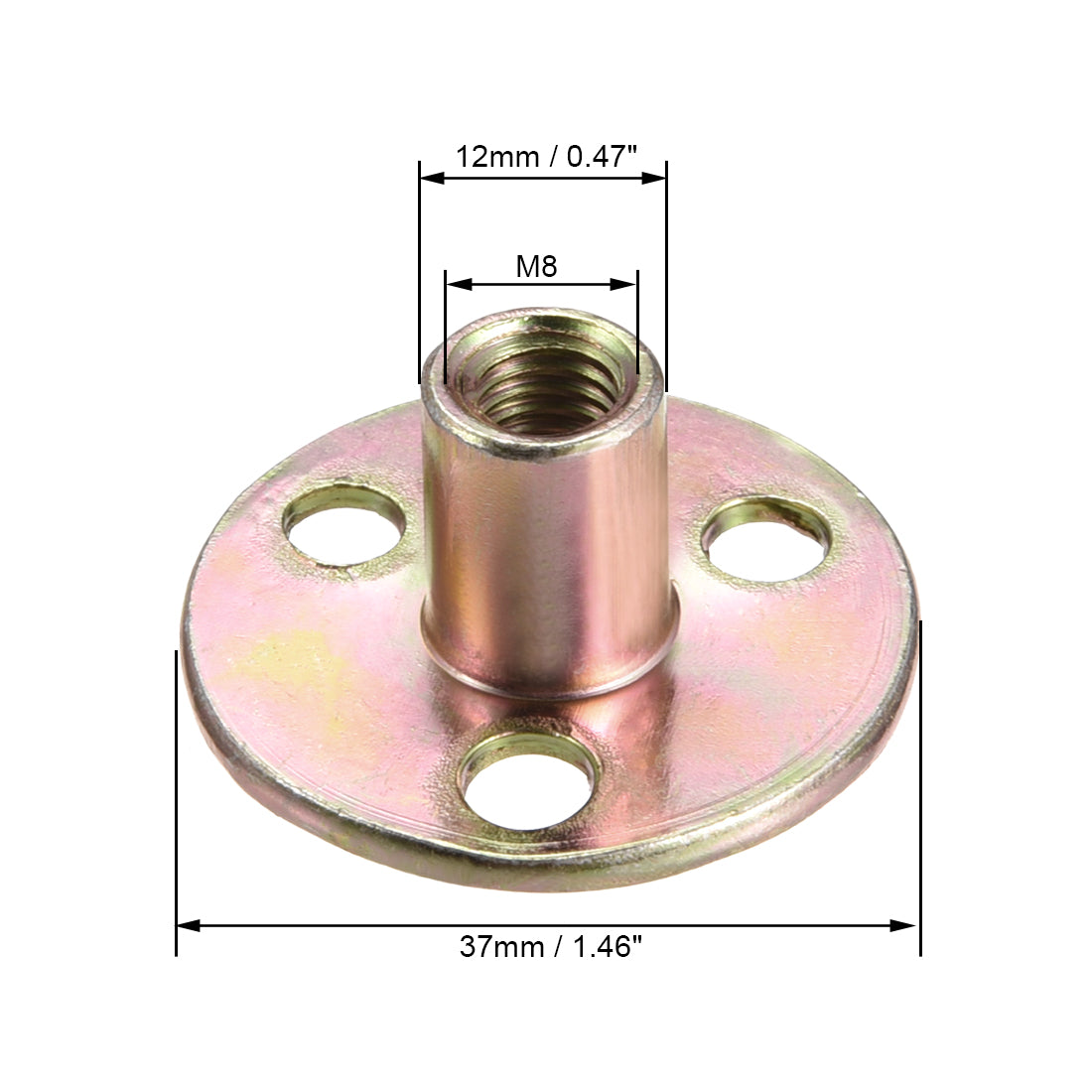 Uxcell Brad Hole Tee Nut Carbon Steel Round Base Screw-In T-Nut ...