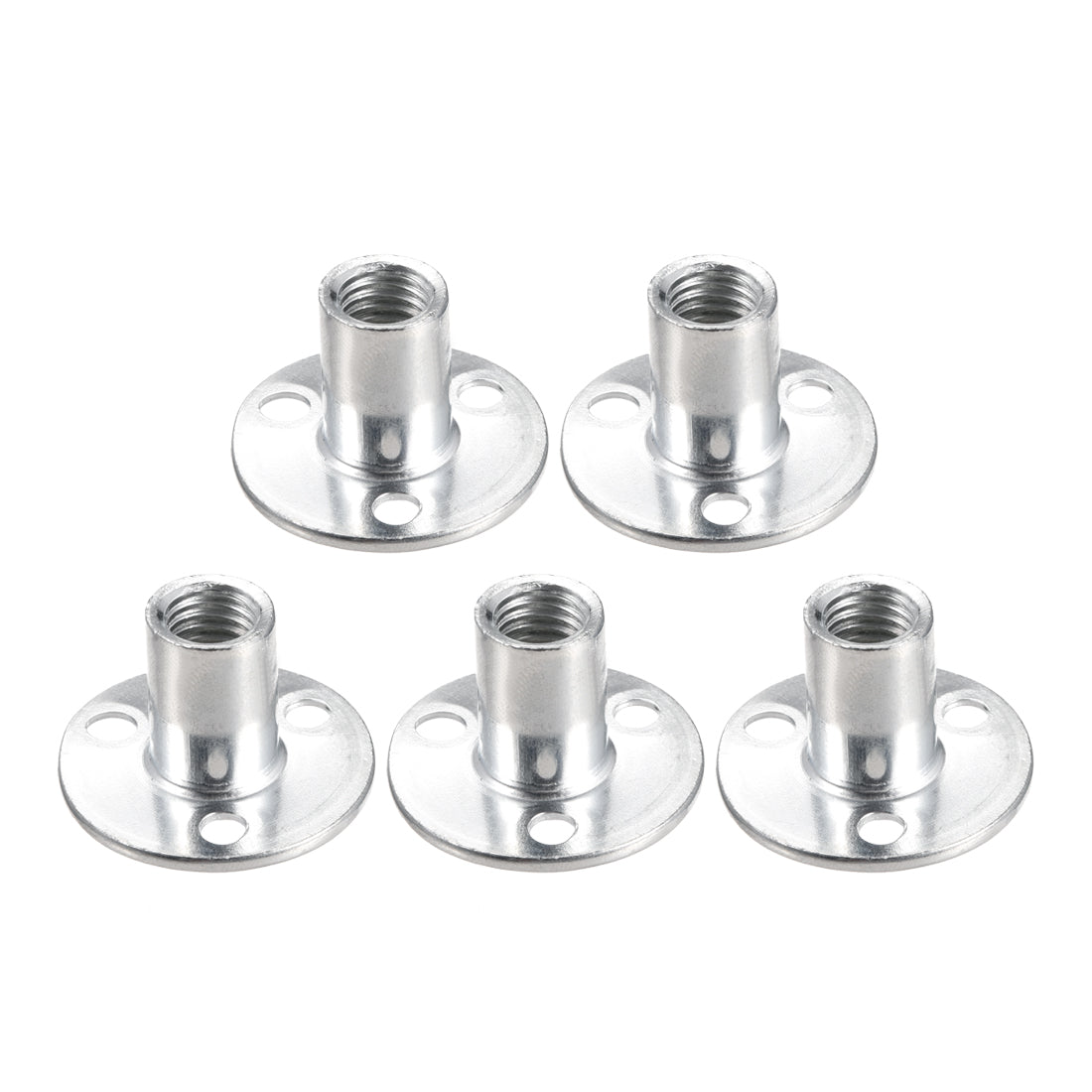 uxcell Uxcell 5Pcs M12x40x2.5mm Brad Hole Tee Nut Carbon Steel Round Base Screw-In T-Nut