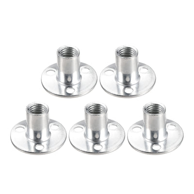 Harfington Uxcell 5Pcs M12x40x2.5mm Brad Hole Tee Nut Carbon Steel Round Base Screw-In T-Nut
