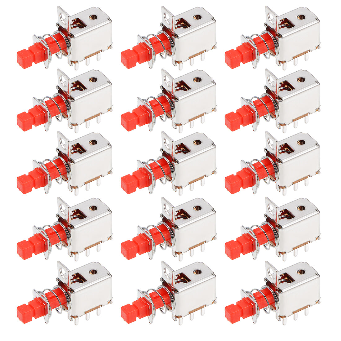 uxcell Uxcell 15 Pcs 6 Pins Latching DPDT Tact Tactile Red Push Button Switches