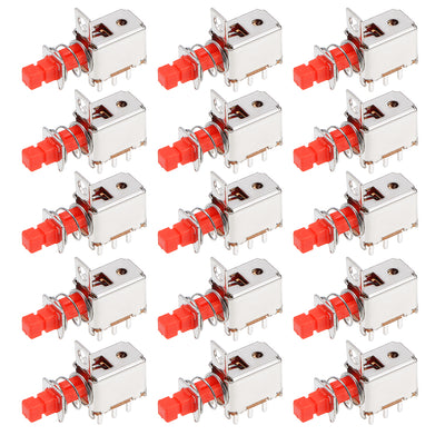 Harfington Uxcell 15 Pcs 6 Pins Latching DPDT Tact Tactile Red Push Button Switches