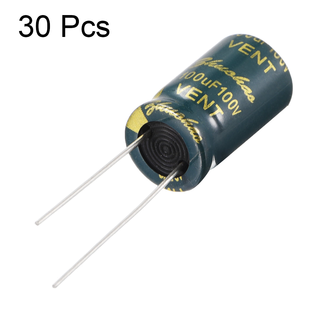 uxcell Uxcell Aluminum Radial Electrolytic Capacitor Low ESR Green with 100uF 100V 105 Celsius Life 3000H 10 x 17 mm High Ripple Current,Low Impedance 30pcs