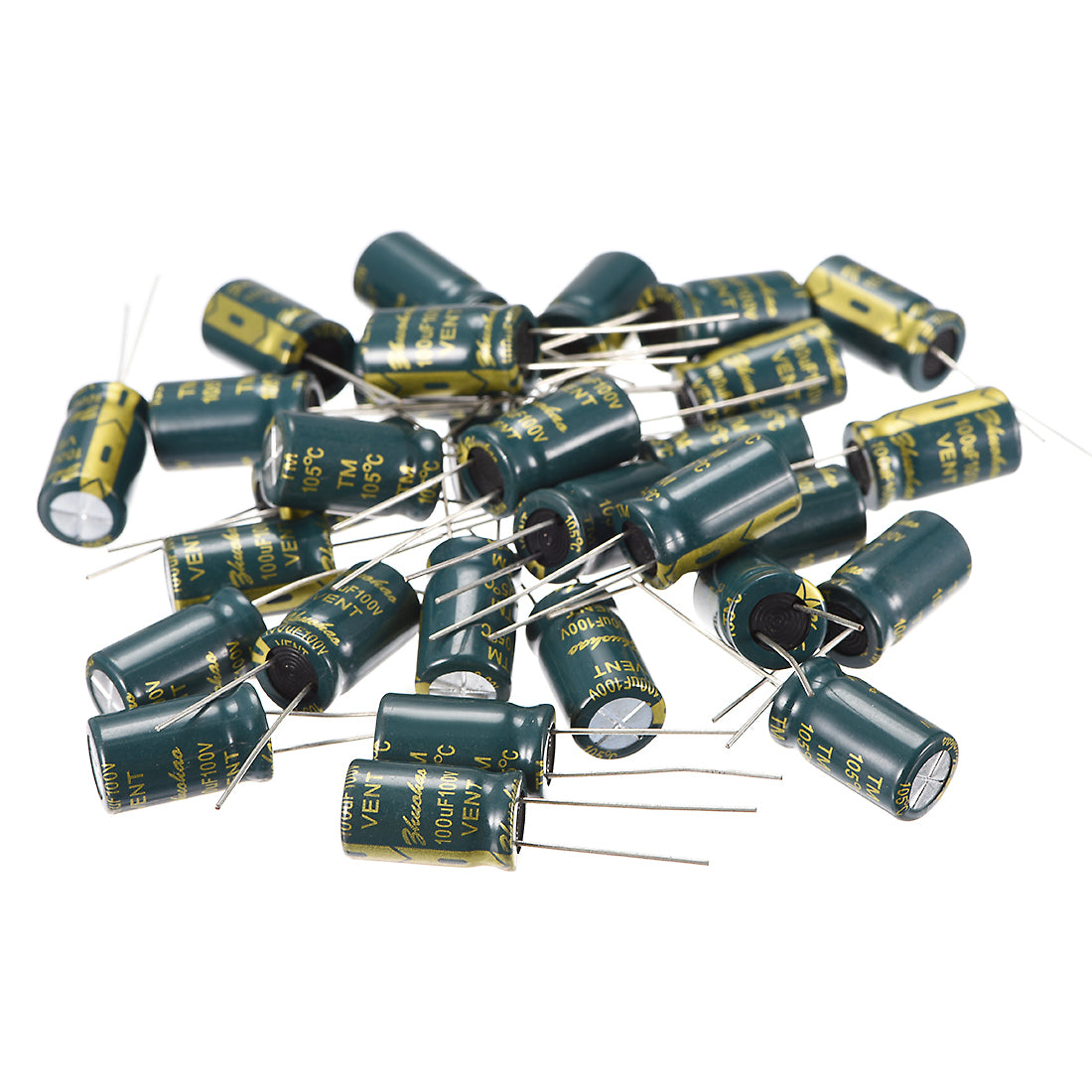 uxcell Uxcell Aluminum Radial Electrolytic Capacitor Low ESR Green with 100uF 100V 105 Celsius Life 3000H 10 x 17 mm High Ripple Current,Low Impedance 30pcs