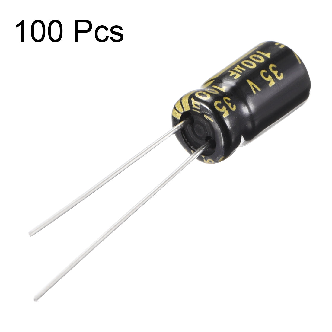 uxcell Uxcell Aluminum Radial Electrolytic Capacitor with 100uF 35V 105 Celsius Life 2000H 6.3 x 11 mm Black 100pcs
