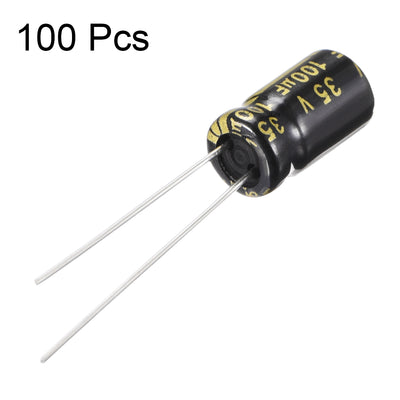 Harfington Uxcell Aluminum Radial Electrolytic Capacitor with 100uF 35V 105 Celsius Life 2000H 6.3 x 11 mm Black 100pcs