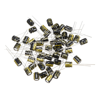 Harfington Uxcell Aluminum Radial Electrolytic Capacitor with 220uF 16V 105 Celsius Life 2000H 6.3 x 7 mm Black 50pcs
