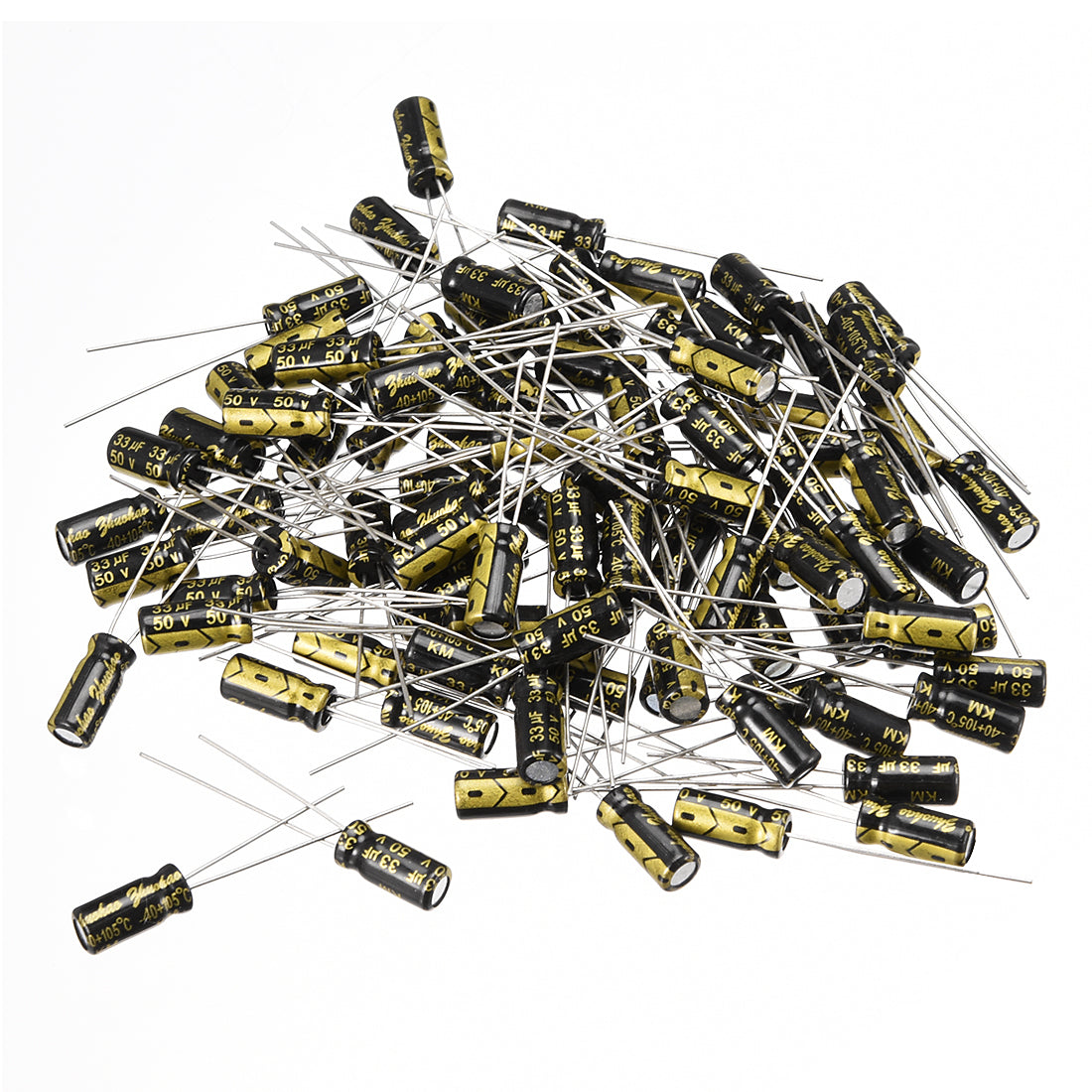 uxcell Uxcell Aluminum Radial Electrolytic Capacitor with 33uF 50V 105 Celsius Life 2000H 5 x 11 mm Black 100pcs