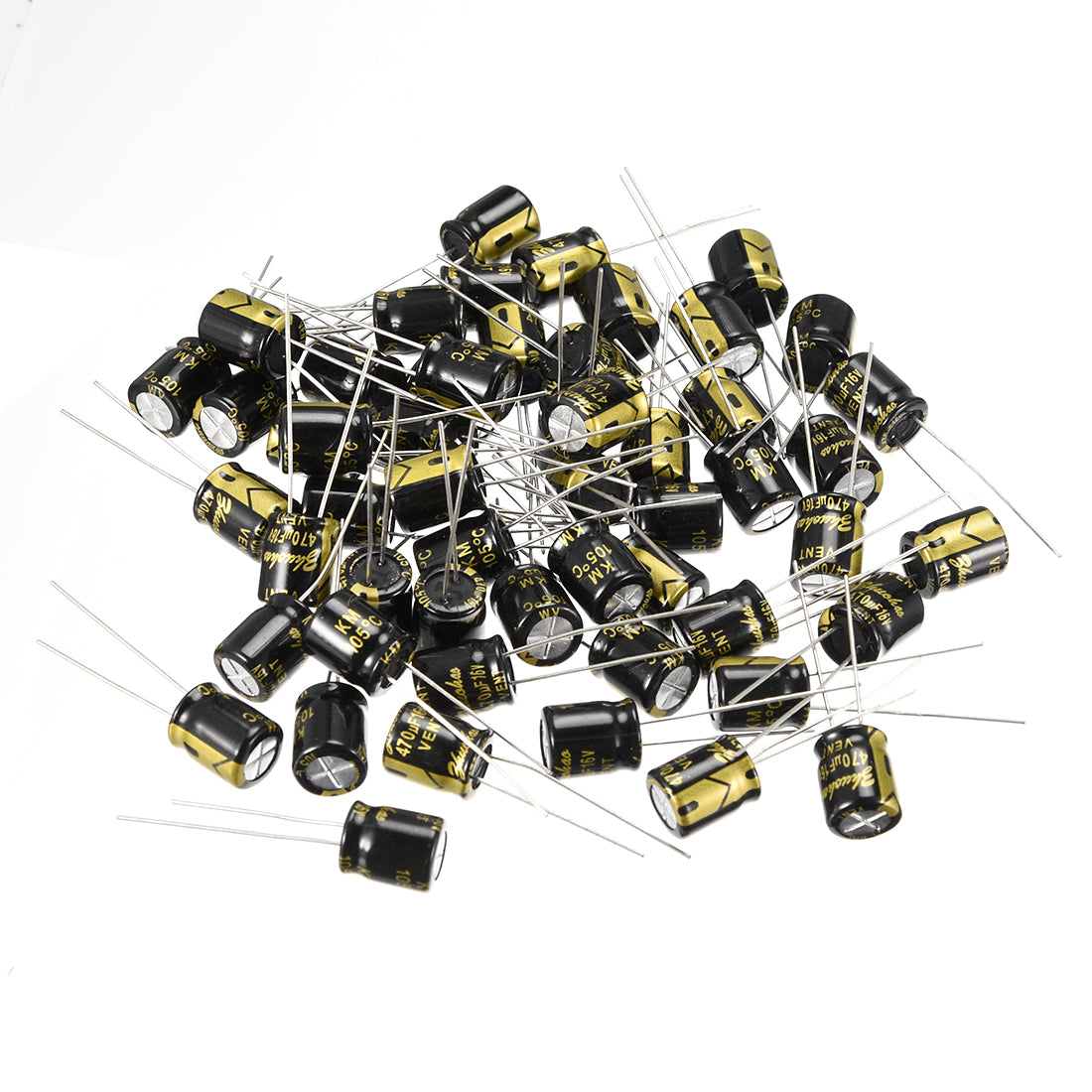 uxcell Uxcell Aluminum Radial Electrolytic Capacitor with 470uF 16V 105 Celsius Life 2000H 8 x 9 mm Black 50pcs