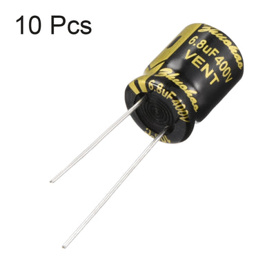 Harfington Uxcell Aluminum Radial Electrolytic Capacitor with 6.8uF 400V 105 Celsius Life 2000H 10 x 13 mm Black 10pcs