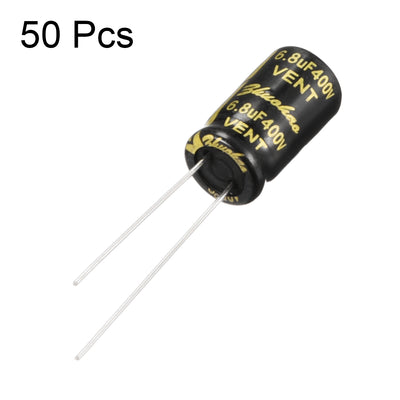 Harfington Uxcell Aluminum Radial Electrolytic Capacitor with 6.8uF 400V 105 Celsius Life 2000H 8 x 14 mm Black 50pcs