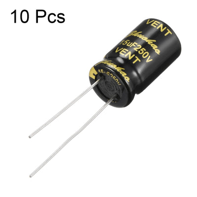 Harfington Uxcell Aluminum Radial Electrolytic Capacitor with 15uF 250V 105 Celsius Life 2000H 10 x 17 mm Black 10pcs