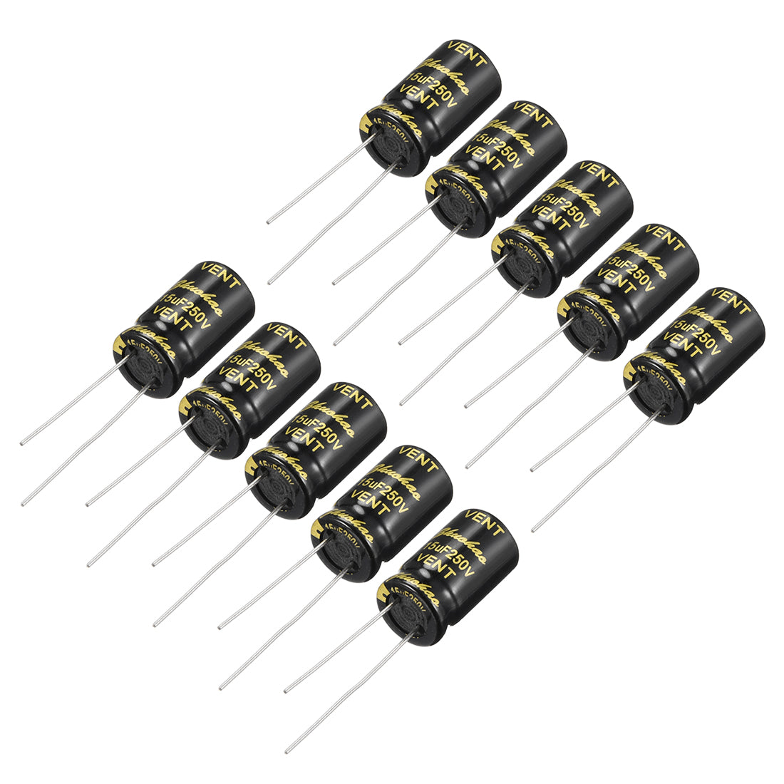 uxcell Uxcell Aluminum Radial Electrolytic Capacitor with 15uF 250V 105 Celsius Life 2000H 10 x 17 mm Black 10pcs