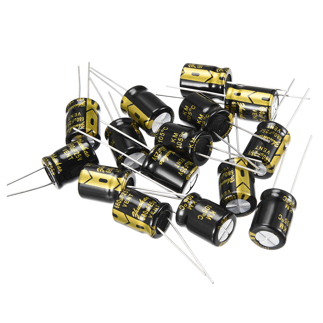 uxcell Uxcell Aluminum Radial Electrolytic Capacitor with 680uF 25V 105 Celsius Life 2000H 10 x 13 mm Black 15pcs