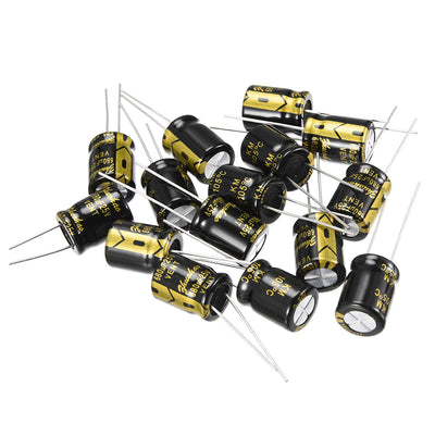 Harfington Uxcell Aluminum Radial Electrolytic Capacitor with 680uF 25V 105 Celsius Life 2000H 10 x 13 mm Black 15pcs