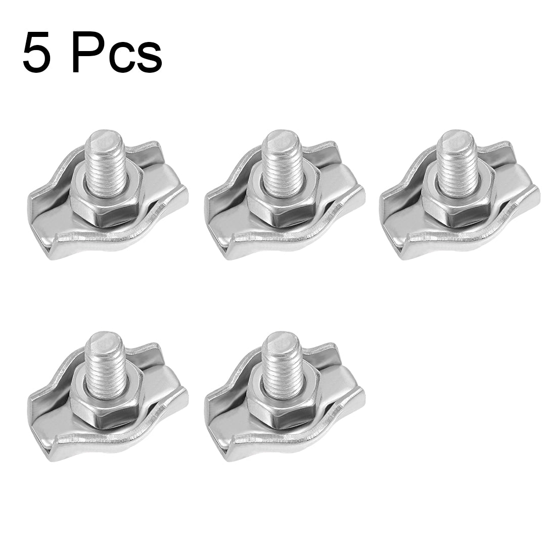 uxcell Uxcell 5 Pcs 304 Stainless Steel Single Wire Rope Clip Cable Clamp Suit for 1mm-1.5mm Rope