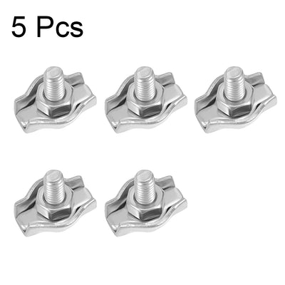 Harfington Uxcell 5 Pcs 304 Stainless Steel Single Wire Rope Clip Cable Clamp Suit for 1mm-1.5mm Rope