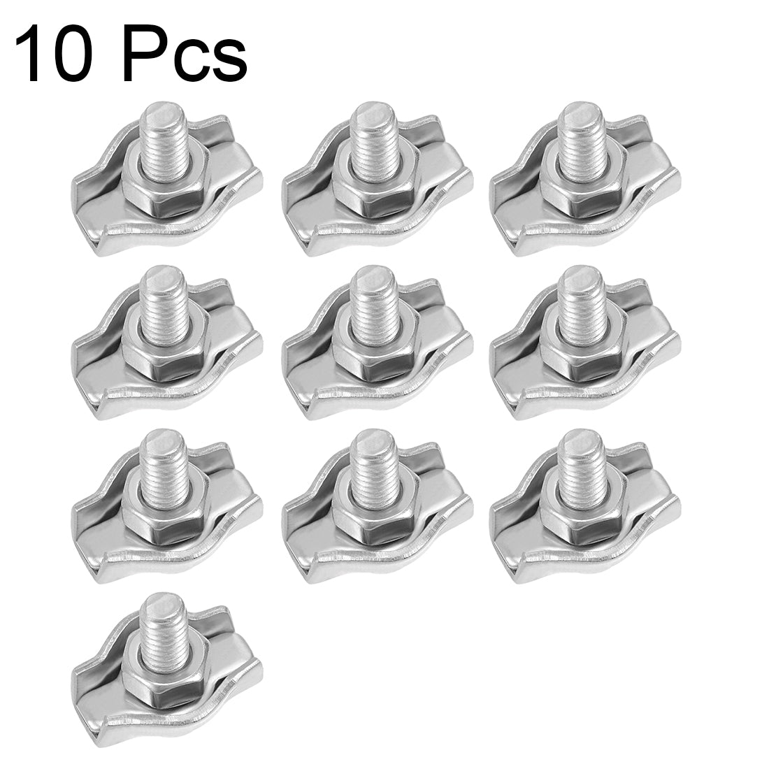 uxcell Uxcell 10 Pcs 304 Stainless Steel Single Wire Rope Clip Cable Clamp Suit for 1mm-1.5mm Rope