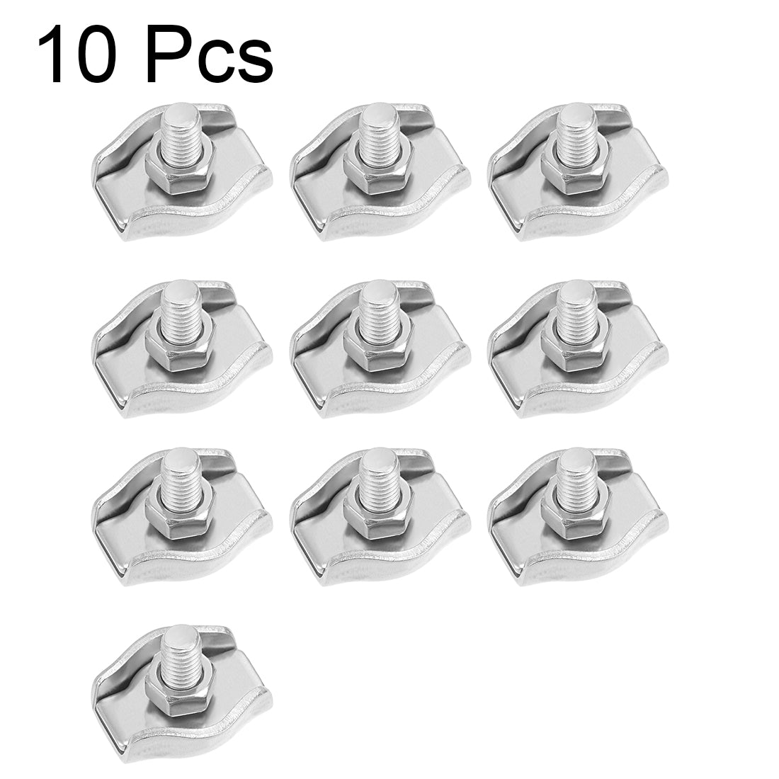 uxcell Uxcell 10 Pcs 304 Stainless Steel Single Wire Rope Clip Cable Clamp Suit for 2mm-3mm Rope