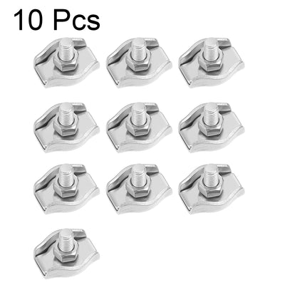 Harfington Uxcell 10 Pcs 304 Stainless Steel Single Wire Rope Clip Cable Clamp Suit for 2mm-3mm Rope