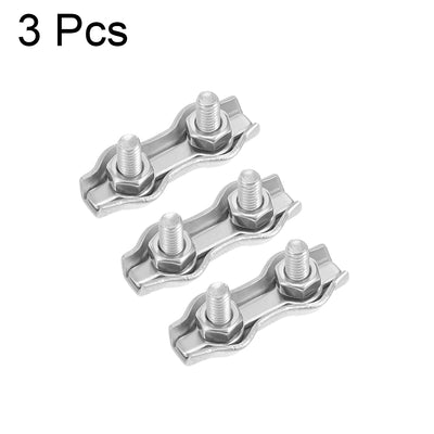 Harfington Uxcell 3Pcs 304 Stainless Steel Duplex Wire Rope Clip Cable Clamp Suit For 1mm-1.5mm Rope