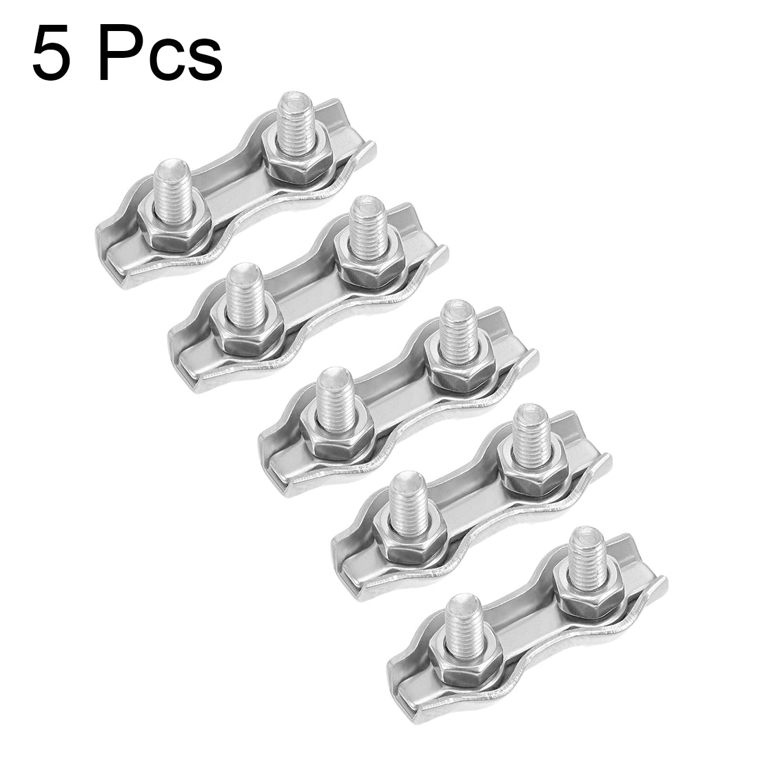 uxcell Uxcell 5Pcs 304 Stainless Steel Duplex Wire Rope Clip Cable Clamp Suit For 1mm-1.5mm Rope