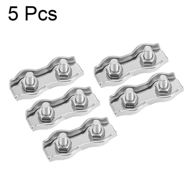Harfington Uxcell 5 Pcs 304 Stainless Steel Duplex Wire Rope Clip Cable Clamp Suit For 1.5mm-2mm Rope