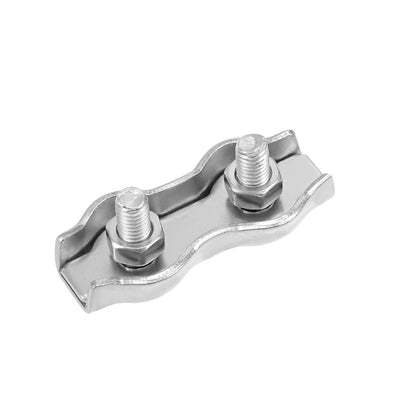 Harfington Uxcell 4 Pcs 304 Stainless Steel Duplex Wire Rope Clip Cable Clamp Suit For 2mm-3mm Rope