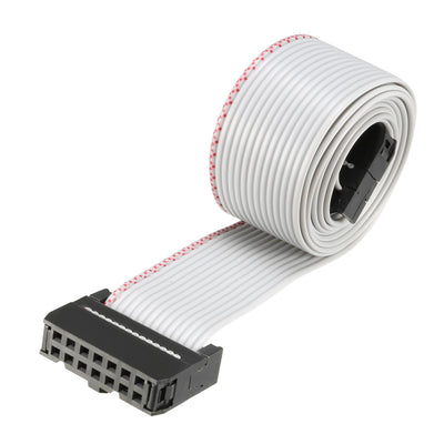 uxcell Uxcell IDC Gray Wire Flat Ribbon Cable 14 Pins 66cm Length 2.54mm Pitch Type-C