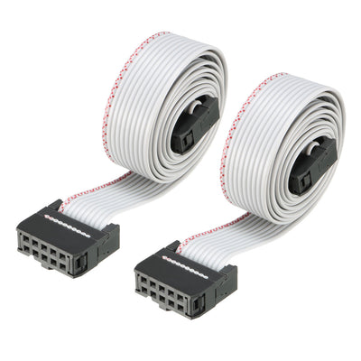 uxcell Uxcell IDC Gray Wire Flat Ribbon Cable 10 Pins 66cm Length 2.54mm Pitch 2pcs Type-C