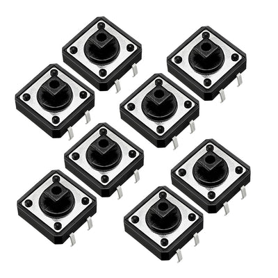 Harfington Uxcell 12x12x7.3mm Panel Momentary 4-Pin PCB DIP Tactile Tact Push Button Switch 10PCS