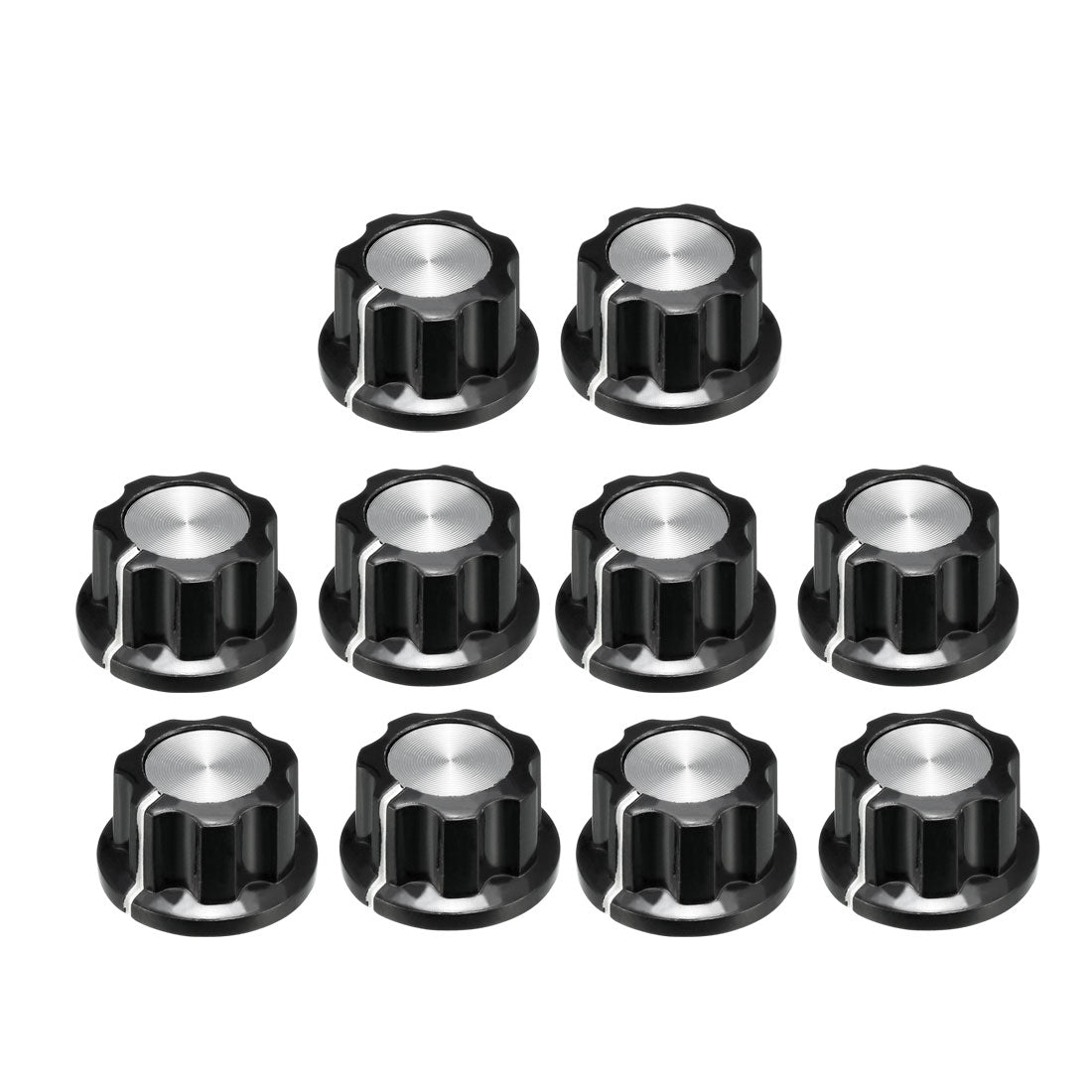 uxcell Uxcell 10Pcs 19.5x11.5mm Silver Tone Top Potentiometer Volume Control Rotary Knobs 6mm Shaft Hole