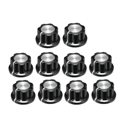 Harfington Uxcell 10Pcs 19.5x11.5mm Silver Tone Top Potentiometer Volume Control Rotary Knobs 6mm Shaft Hole