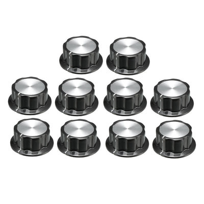 Harfington Uxcell 10Pcs 45x19.3mm Silver Tone Top Potentiometer Volume Control Rotary Knobs 6mm Shaft Hole