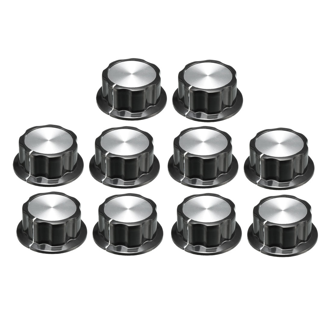 uxcell Uxcell 10Pcs 45x19.3mm Silver Tone Top Potentiometer Volume Control Rotary Knobs 6mm Shaft Hole